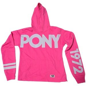 Kids 10/12 Pony Hoodie Sweatshirt Hot Pink Long Sleeve 1972 Graphic Top (B)